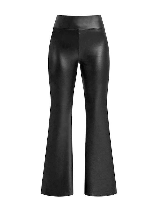 Celestino Women's Flared Leatherette Trousers Black