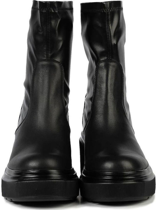 Leder Stiefeletten Damen Schwarz