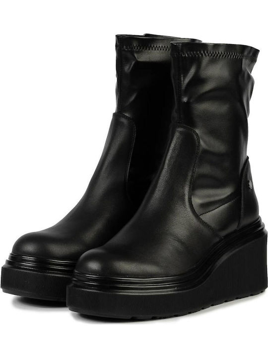 Leder Stiefeletten Damen Schwarz