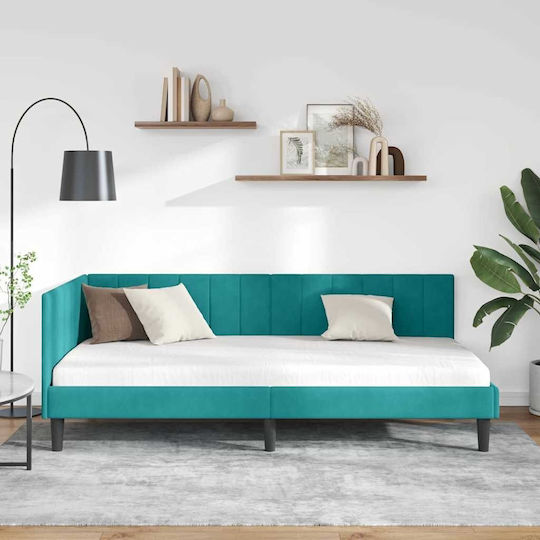 Κρεβάτι Μονό για Στρώμα 90x190cm Τιρκουάζ Κρεβάτι Μονό για Στρώμα 90x190cm Τιρκουάζ