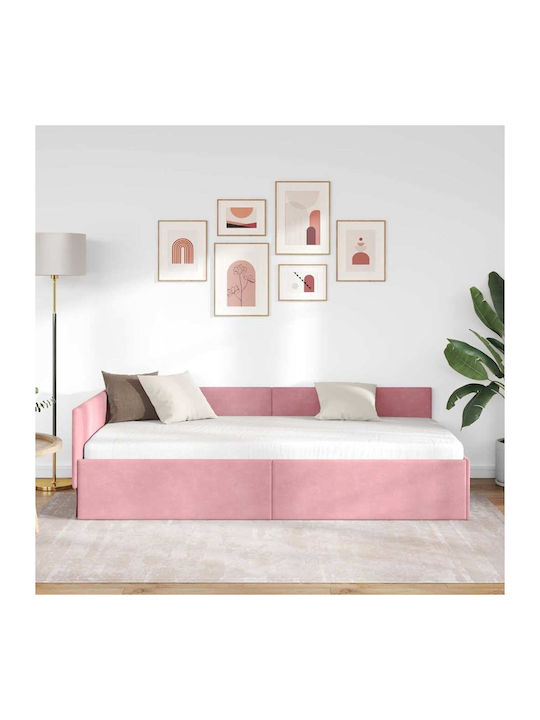 Einzelbett Rosa mit Lattenrost für Matratze 90x190cm