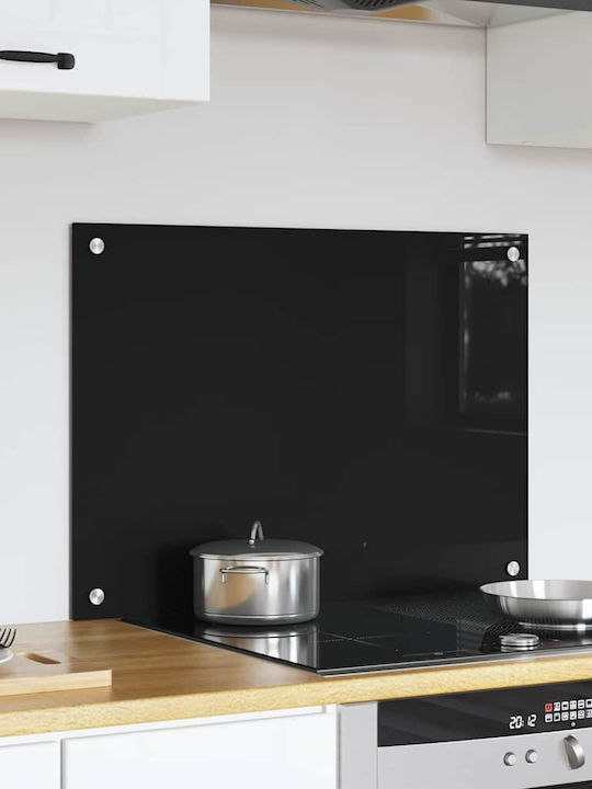Vidaxl Kitchen Back Panel Black 70 x 50 x 0.8 cm Tempered Glass