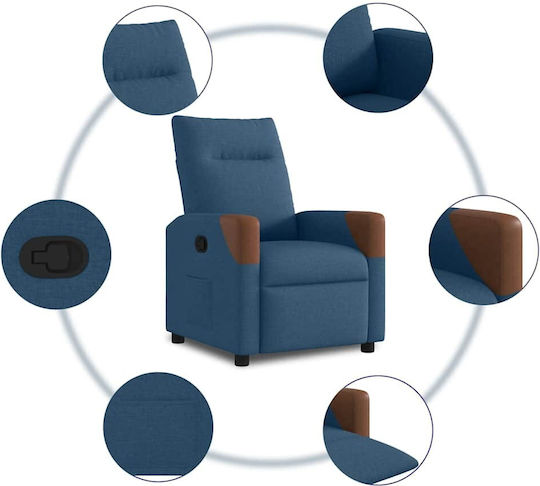 Armchair with Footstool Blue 50x54x100cm