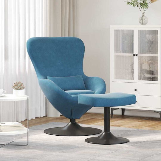 Armchair with Footstool Blue 63x73x90cm