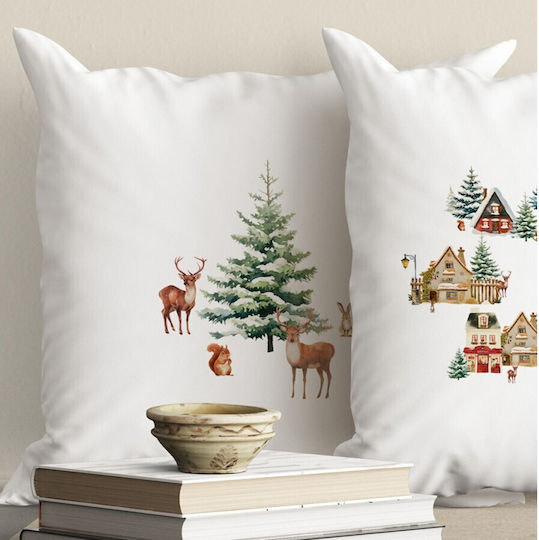 Lenjerii Deosebite Husă Decorativă de Crăciun pentru Pernă Pătrată Cabin Alb 45x45buc
