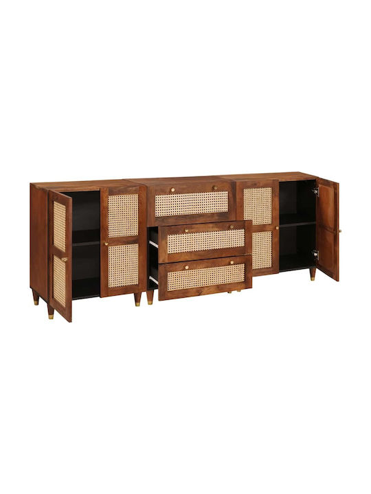 Μπουφές από Μασίφ Ξύλο με Συρτάρια Καφέ 180x33x75cm