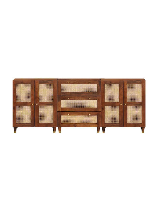 Μπουφές από Μασίφ Ξύλο με Συρτάρια Καφέ 180x33x75cm