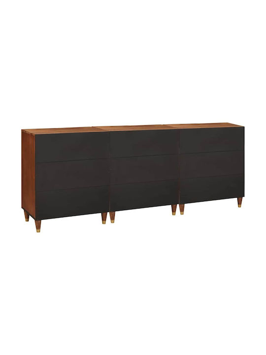 Μπουφές από Μασίφ Ξύλο με Συρτάρια Καφέ 180x33x75cm