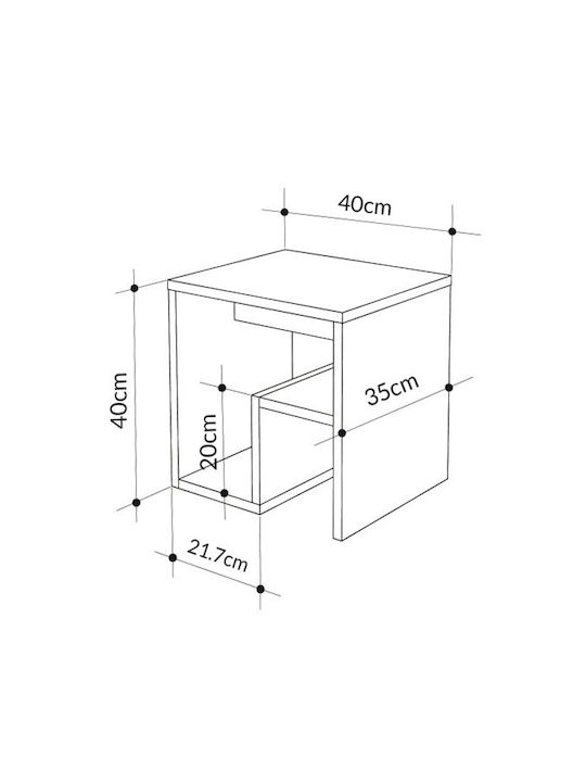 Rectangular Side Table Bon Wooden Natural Beech L40xW35xH40cm