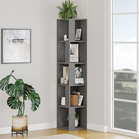 Corner Bookcase Piano Grey 31.4x31.4x158.9cm