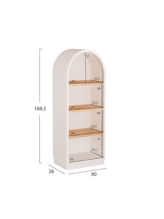 Bookcase Off-White Natural 80x38x188cm