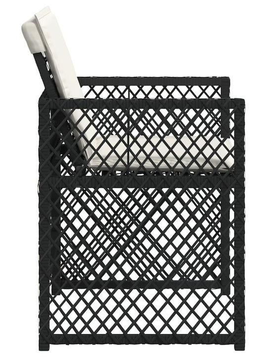 Outdoor Chair Rattan Black with Cushion 4pcs 36x49x49cm