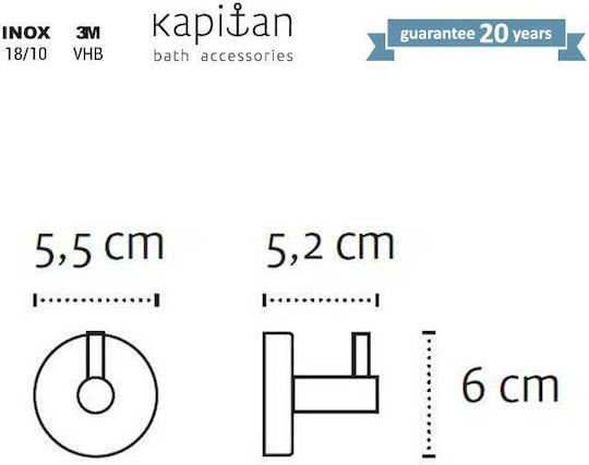 Karag Uno Άγκιστρο Μπάνιου Μονό με Βίδες ​6x6cm Μαύρο
