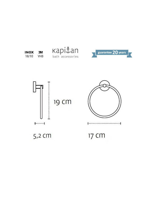 Karag Uno Single Wall-Mounted Bathroom Ring ​19x19cm Black Matt