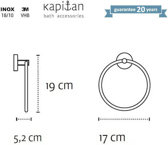 Karag Uno Ring Badezimmer Einzeln Schrauben ​19x19cm Black Matt