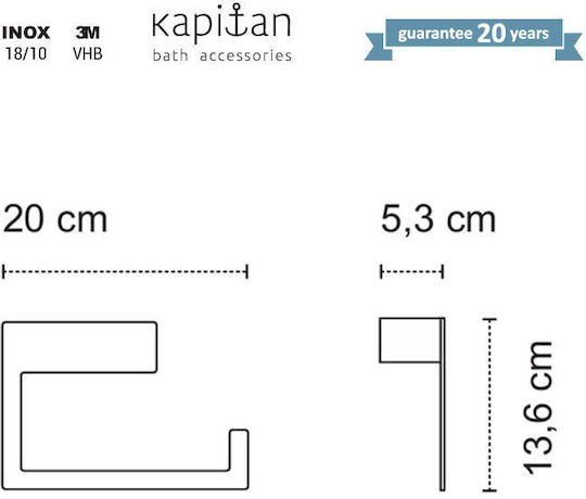 Kapitan Link de Baie Simplu cu șuruburi ​20x5.3cm Inox Gri