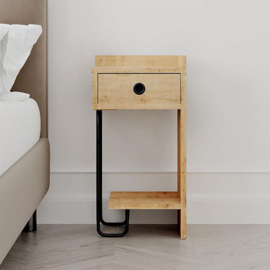 Sirius Bedside Table Wooden Natural Beech 32x30x61cm