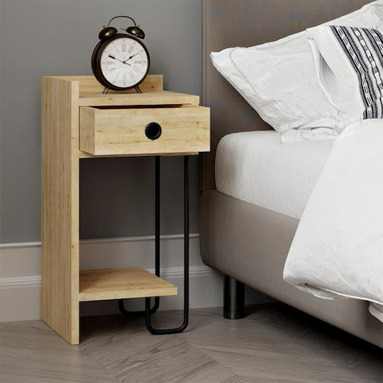 Bedside Table Sirius Wooden Natural Beech 32x30x61cm GP037-0164 1
