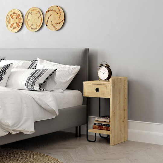 Sirius Bedside Table Wooden Natural Beech 32x30x61cm