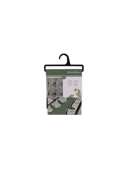 Shower Curtain 180x180cm Tropical Leaves and Parrots
