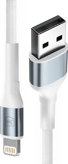 3MK Regular USB-A la Cablu Lightning 12W Alb 2m