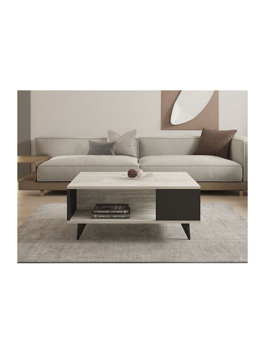 Rechteckiges Zentral Kaffeetisch Holz Weiß M90xL39.5xH60cm