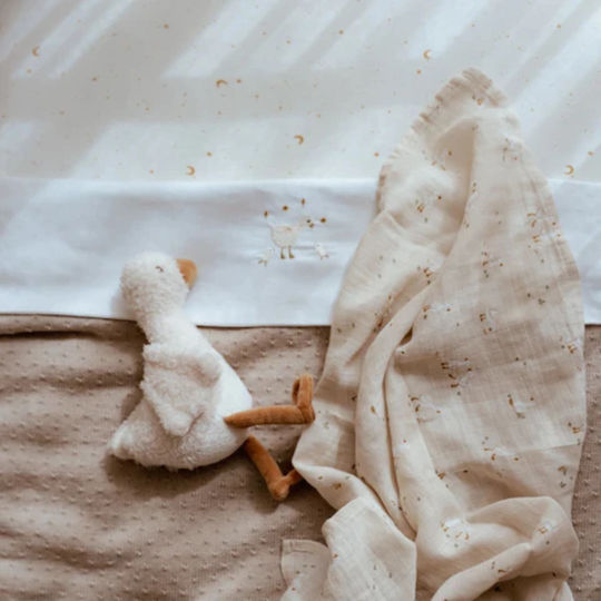 Little Dutch Little Goose Baby Sheet Cradle Cotton White 100x70cm