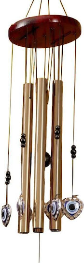 Pufo Wind Chime 5 Metal Sound Tubes Home Garden Fatima's Heart Model Gold