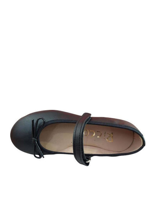 Kids Anatomic Leather Ballerinas 2394 with Hoop & Loop Closure Black