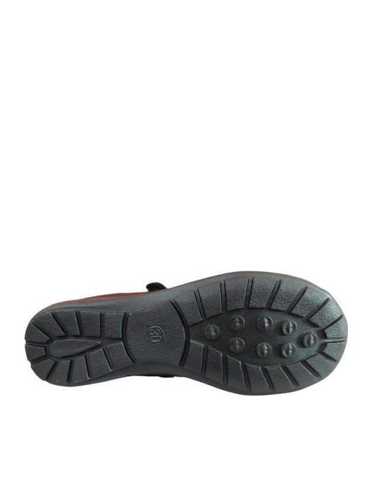 Kids Anatomic Leather Ballerinas 2394 with Hoop & Loop Closure Black