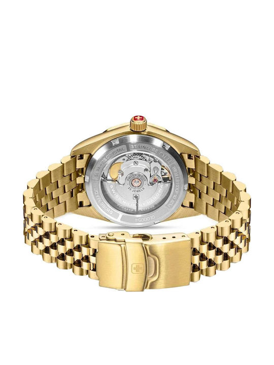 Swiss Military Hanowa Herrenuhr Automatisch mit Gold Rostfreier Stahl Armband