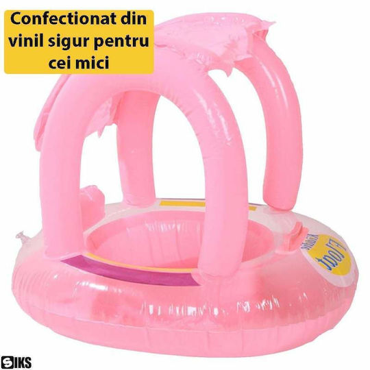 Siks Inflatable Baby Float Canopy Anti-Tip Function Ring-Shaped Pool Float Roof Size 62 Cm Diameter X 66 Cm Height Pink
