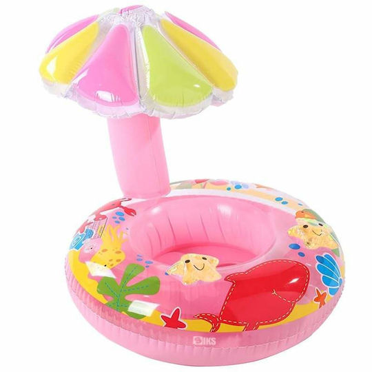 Colac Gonflabil Pentru Copii Bebelusi Siks Parasolar Protectie Podea Inel Piscina Diametru 70 Cm X 80 Inaltime Coada Sirena Stil Umbrela Multicolor Roz