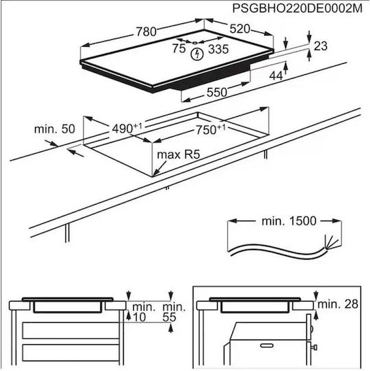 Electrolux Индукционен котлон Автономен с Функция за заключване 78x52εκ.