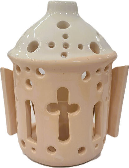 Ceramic Vigil Oil Lamp Nativity Ceramic Vigil Oil Lamp Two-Tone Beige Brown Vigil Oil Lamp Dimensions Diameter × Height 12 × 15 Cm