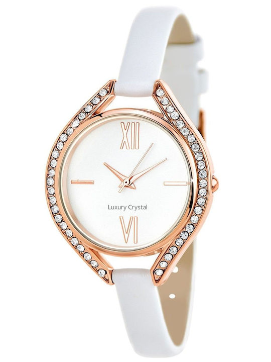 So Charm Women's Watch with White Leather Strap