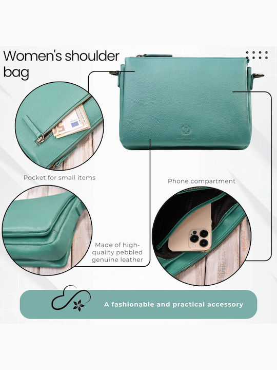 Leather Women's Bag Shoulder Turquoise