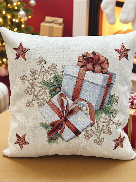 Linea Home Xmas Box Χριστουγεννιάτικη Διακοσμητική Μαξιλαροθήκη Τετράγωνη 45x45εκ.