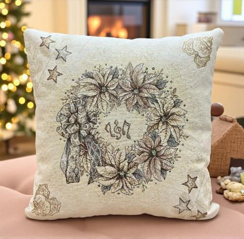 Linea Home Husă Decorativă de Crăciun pentru Pernă Pătrată Bej 45x45buc