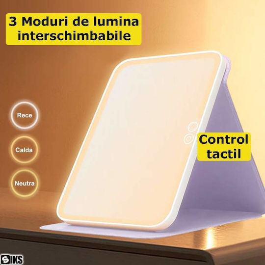 Makeup Mirror Purse with Light 23x17cm Purple