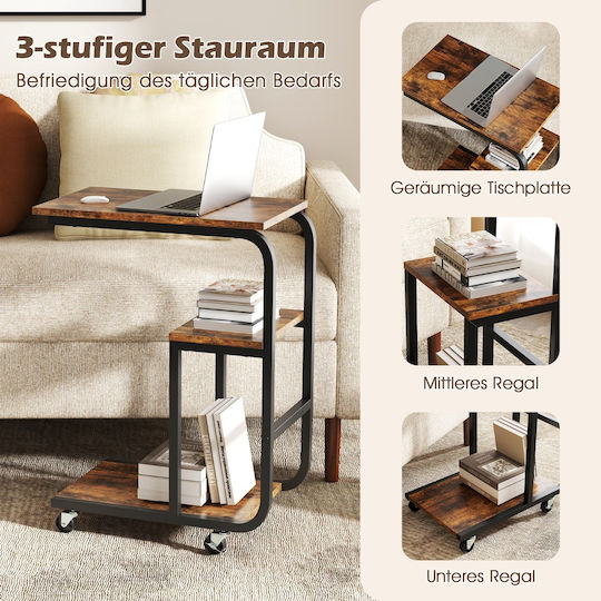 Side Table with Wheels L53xW30xH70cm. Black