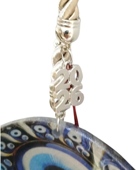 Kalliopi Silver Χειροποίητο Κρεμαστό Γούρι Μάτι Μπλε από Γυαλί 2026 5x11cm
