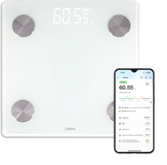 Livoo Дигитална Кантар в Бял цвят DOM528W