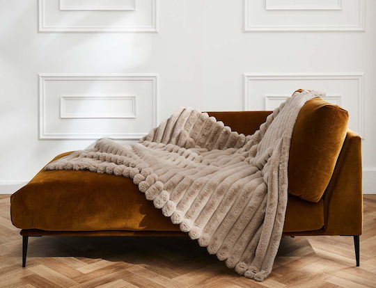 Douceur d'Intérieur Κουβέρτα Fleece Ημίδιπλη 180x220εκ. Sand