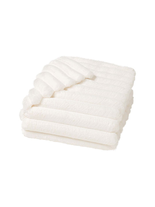 Douceur d'Intérieur Κουβέρτα Fleece Ημίδιπλη 180x220εκ. White