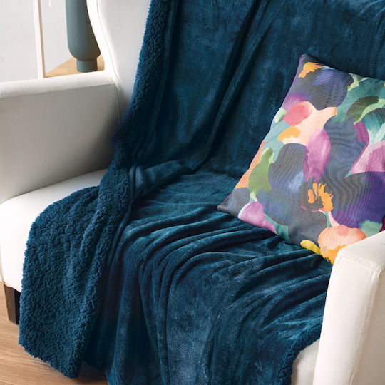 Kentia Ivanna Furry Sofa Blanket 130x170cm Petrol