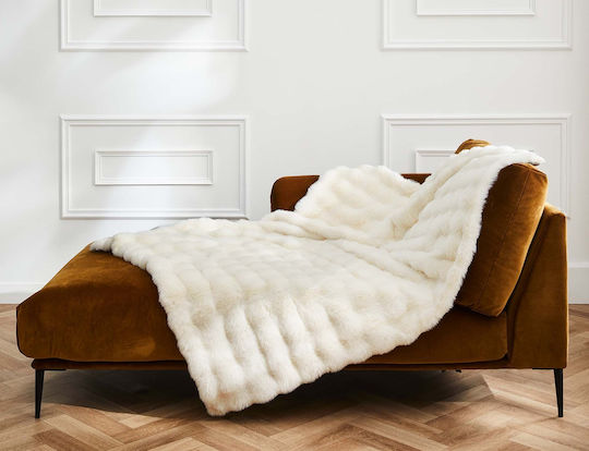 Douceur d'Intérieur Κουβέρτα Fleece Καναπέ 125x150εκ. White