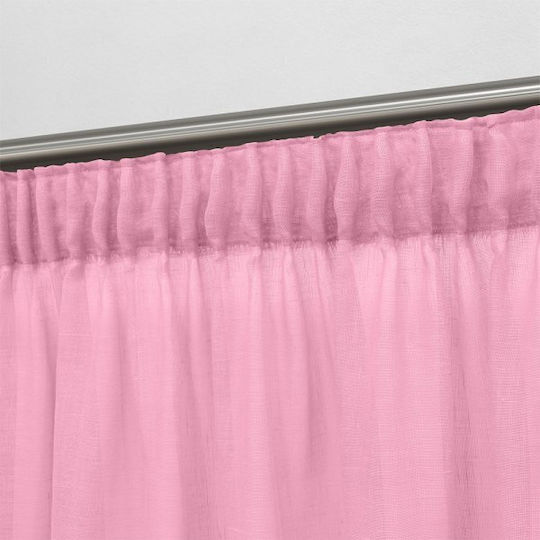 Lino Home Κουρτίνα με Τρέσα Ροζ 150x295εκ.