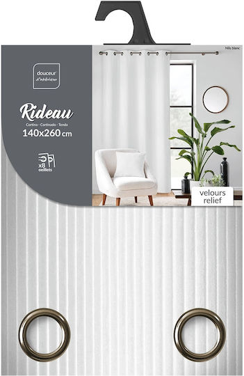 Douceur d'Intérieur Κουρτίνα με Τρουκς Λευκή 140x260εκ.