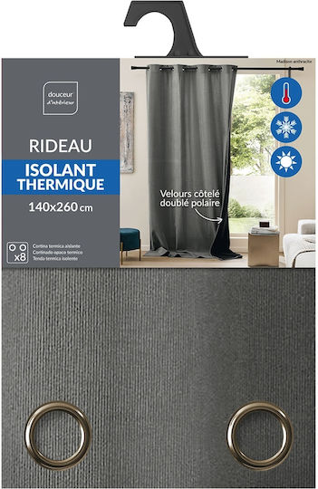 Douceur d'Intérieur Vorhang Fenster mit Grommet Gray 140x260cm